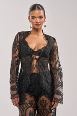 SUPER LUXE LACE TIE-FRONT BLOUSE