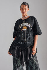 BEVERLY HILLS DIVA LACE OVERLAY TEE