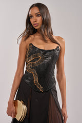 VENOMOUS EMBELLISHED PU CORSET