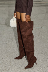 AZALEA WANG HALINA BROWN FAUX SUEDE STILETTO BOOT
