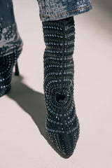 AZALEA WANG HILLEL PEWTER RHINESTONE BOOTIE