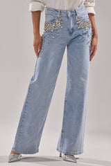 ITS THAT TIME EMBELLISHED RELAXED DENIM