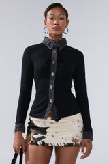SHANNON KNIT BUTTON DOWN