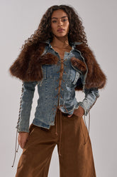 TRY ME BABY LACE UP DENIM TOP