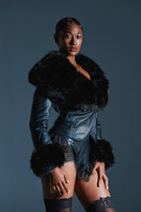CELESTE FUR TRIM BLAZER