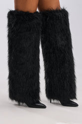 AZALEA WANG LANGLEYE BLACK THIGH HIGH FUR LUXE BOOT
