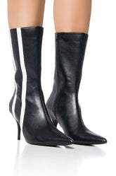 AZALEA WANG LOLITANNA BLACK BOOTIE WITH STRIPE DETAIL