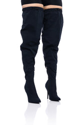 AZALEA WANG MANTIS BAGGY THIGH HIGH BOOT IN BLACK