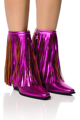 AZALEA WANG SCARLETT METALLIC CHUNKY BOOTIE IN FUCHSIA