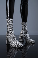 AZALEA WANG STARS TONIGHT CHUNKY BOOTIE IN BLACK WHITE