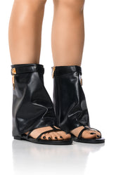 CARAMI BLACK SHEATH SANDAL WITH LOCK