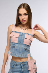 DONT STOP ME NOW DENIM CORSET TOP