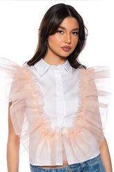 WINGIN IT RUFFLE BUTTON DOWN