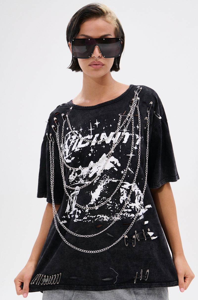 GOTH BAE OVERSIZED DISTRESSED TEE