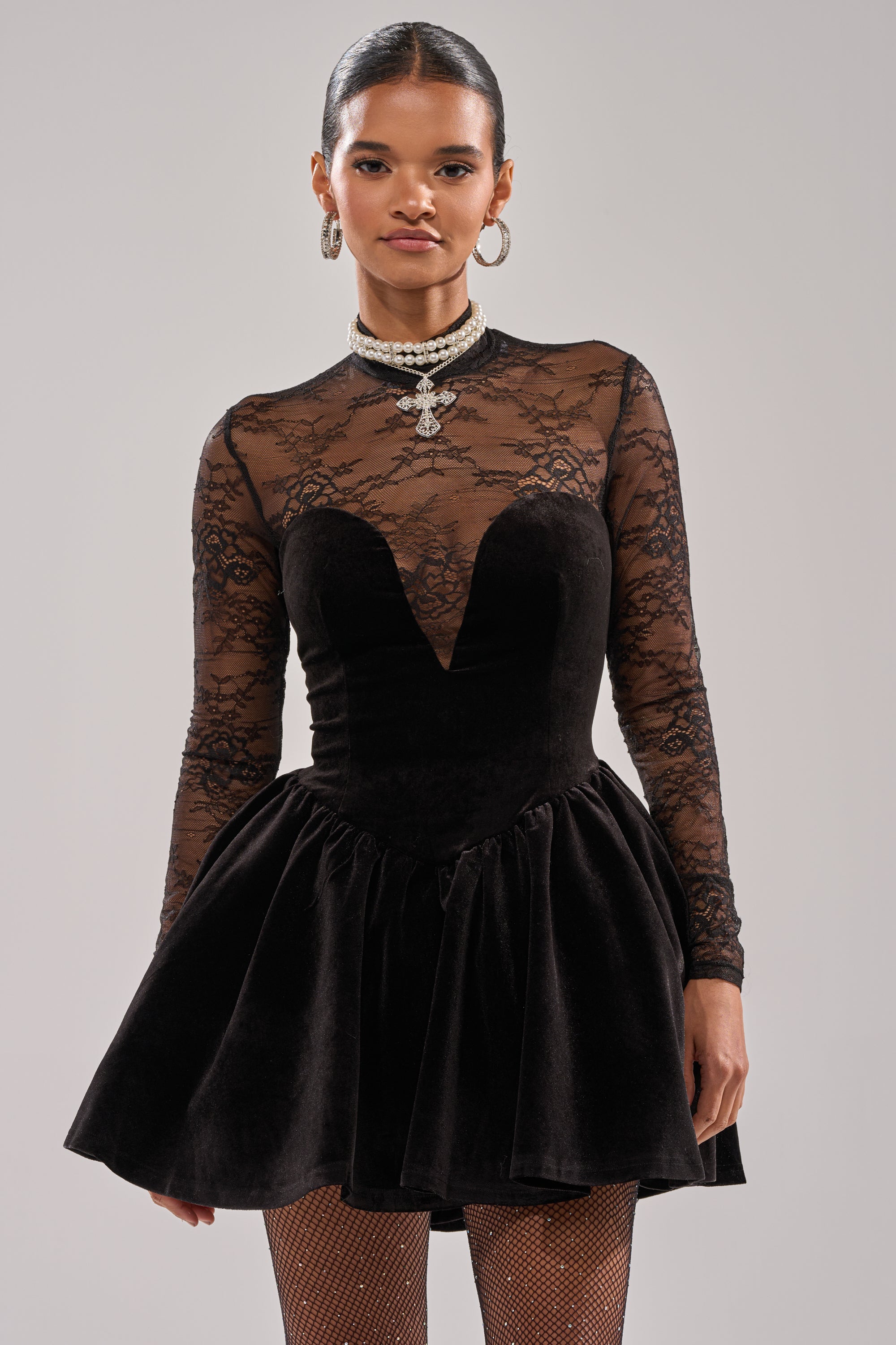 DRESSED TO IMPRESS LACE MINI DRESS