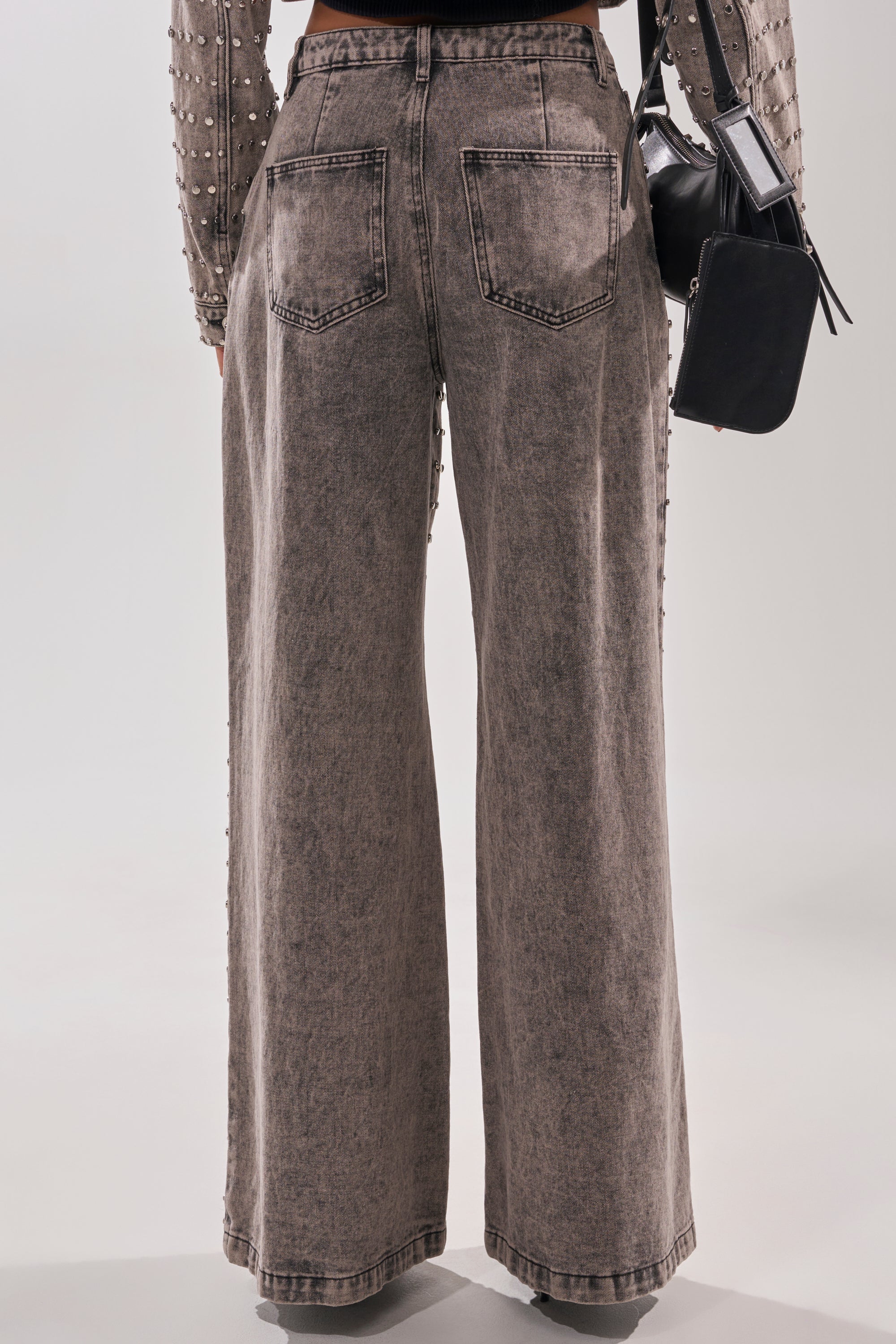 RIZZO STUDDED WIDE LEG DENIM