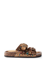 AKIRA BAYLEAVES BRONZE SLIP ON FLAT SANDAL