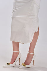 AZALEA WANG ESMARIA WHITE METAL EMEBELLISHED PUMP