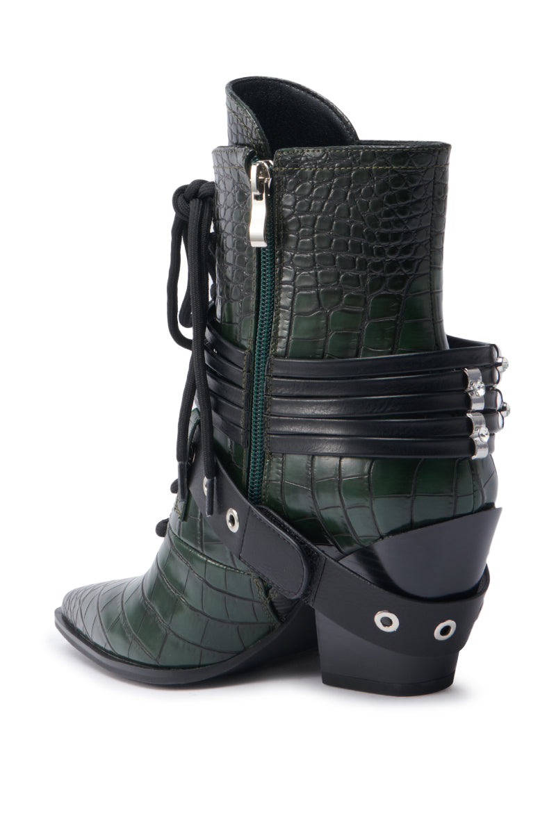 AZALEA WANG JAVELIN GREEN WESTERN BOOTIE