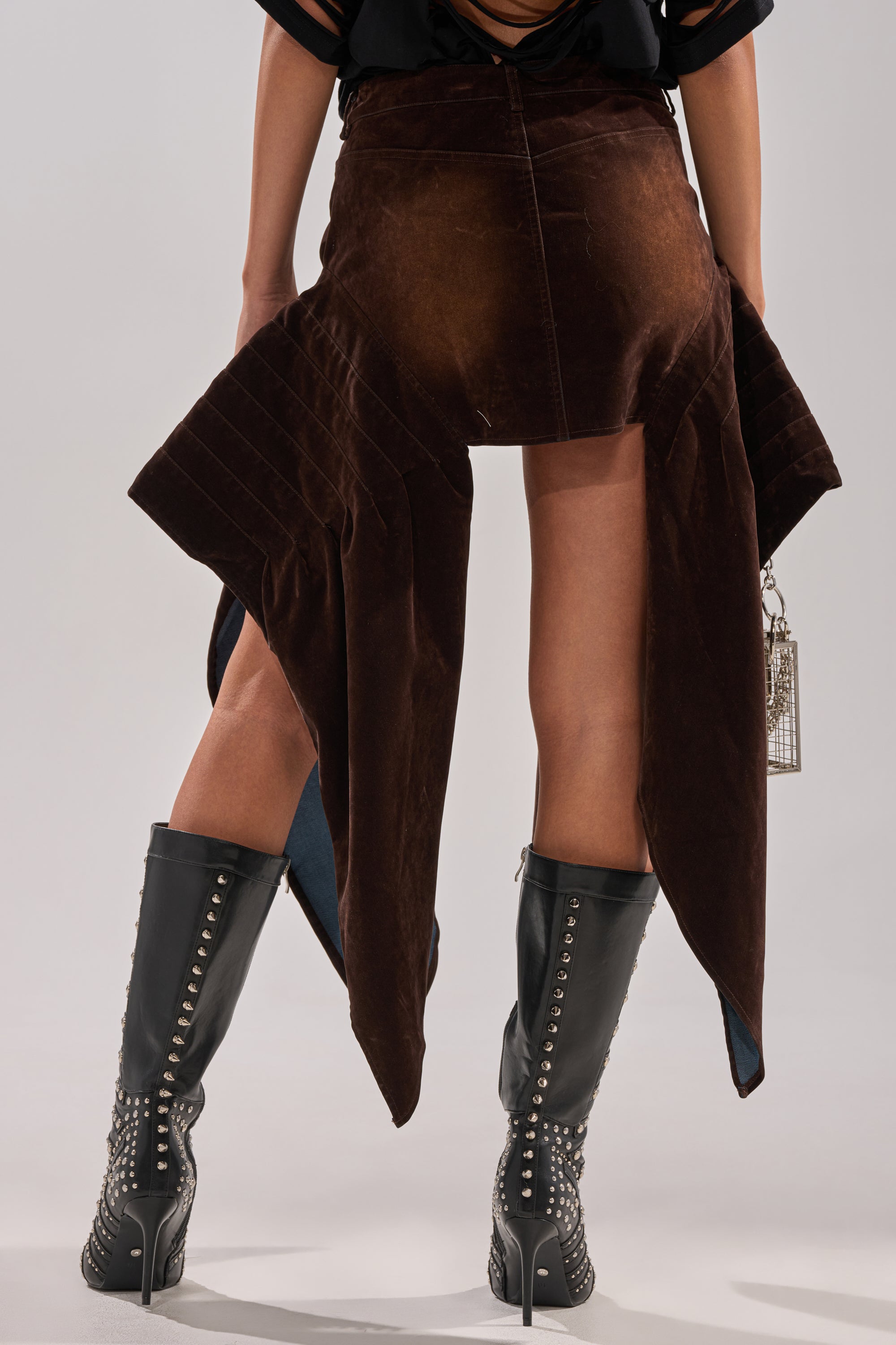 ALL FOR IN VELVET DENIM MINI SKIRT
