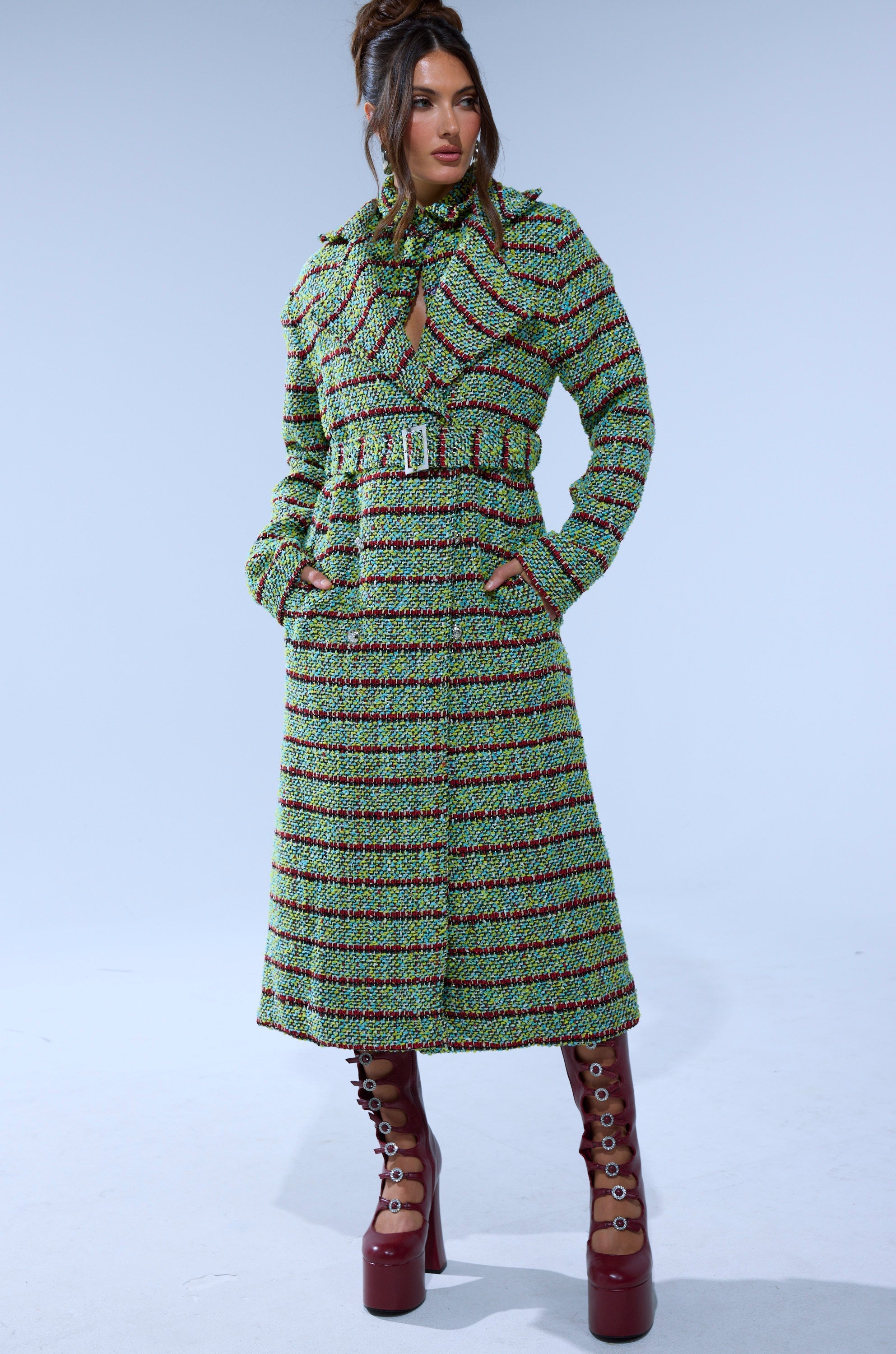 IT'S GIVING LUCK TWEED TRENCH