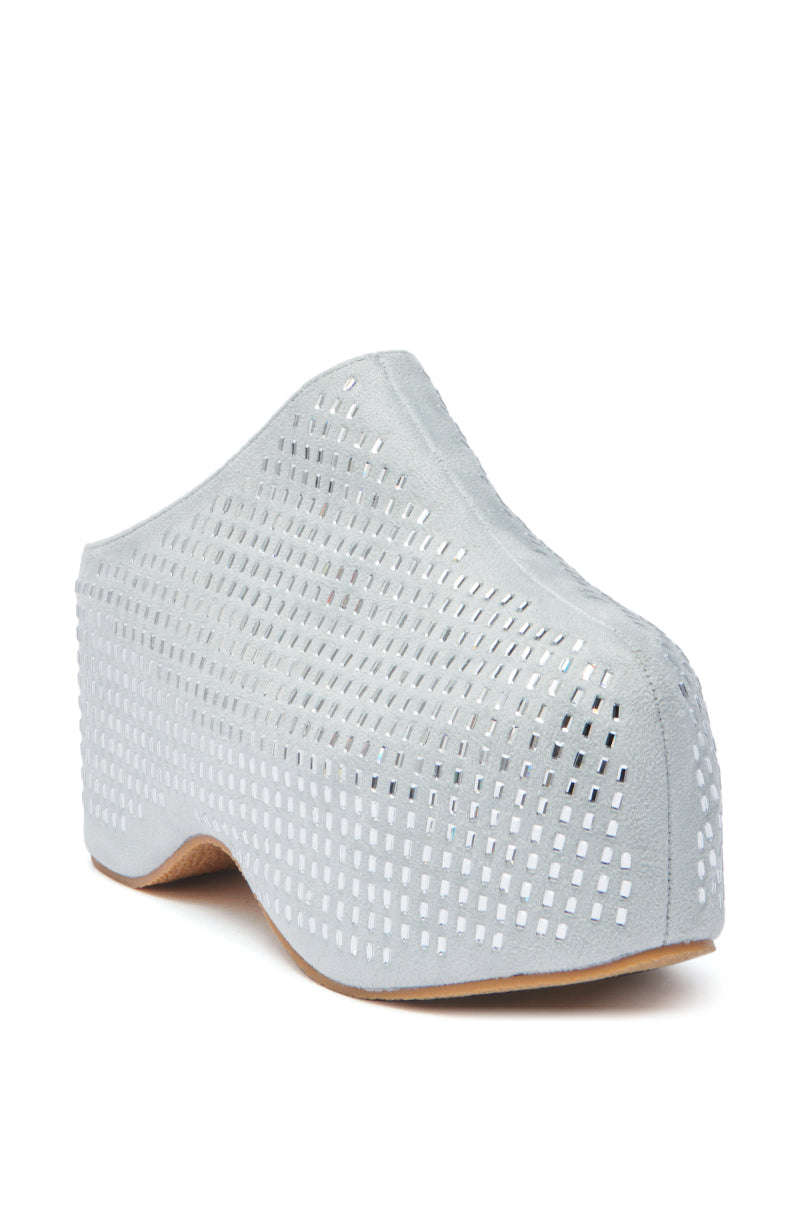 AZALEA WANG ROMESCO BLING FLATFORM CLOG IN GREY