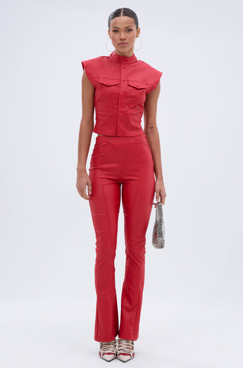 BIG CITY LIVIN FAUX LEATHER BUTTON DOWN