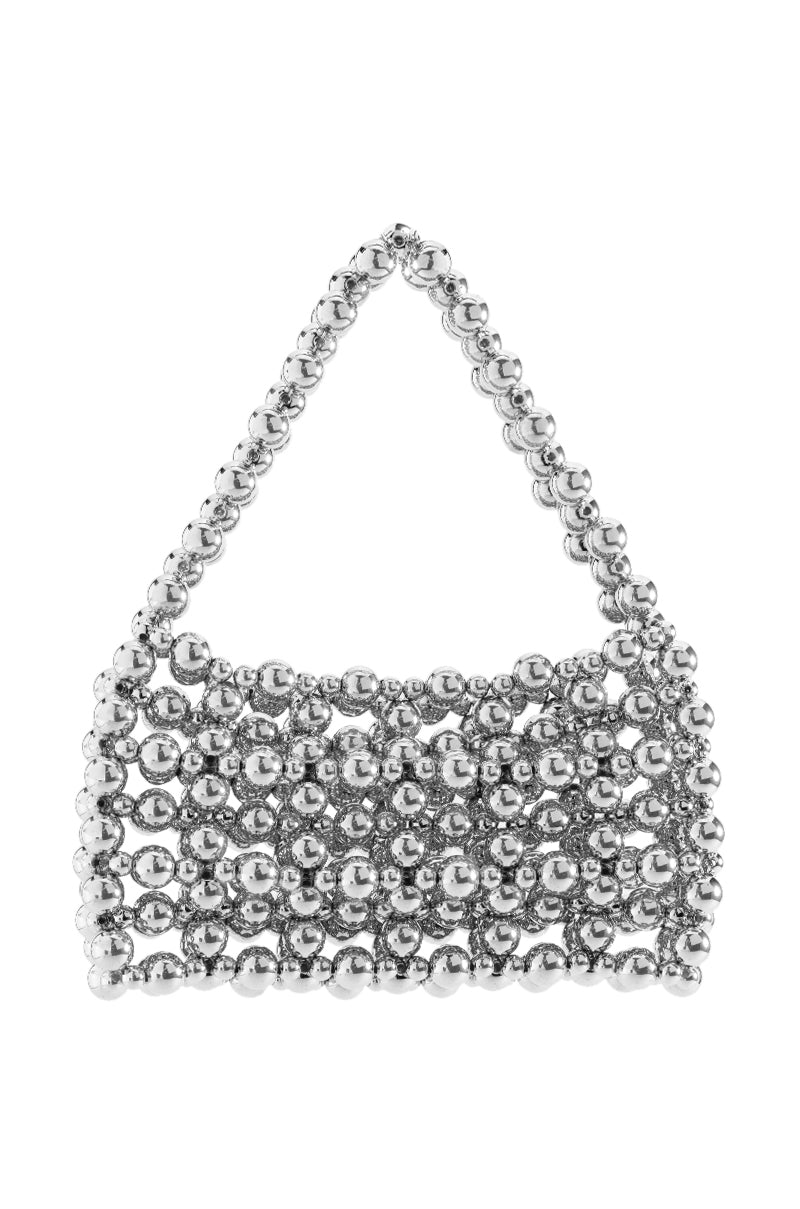 ANSEL SILVER BEADED PURSE