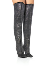 AZALEA WANG BELLA BLING STILETTO BOOT IN BLACK
