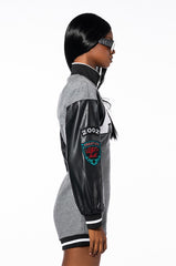 COLLEGIATE TEAM CAPTAIN LONG SLEEVE ZIPPERED MOCK NECK ROMPER