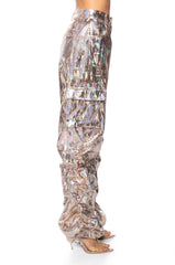 ENVISION ME RUCHED CARGO PANT IN GOLD