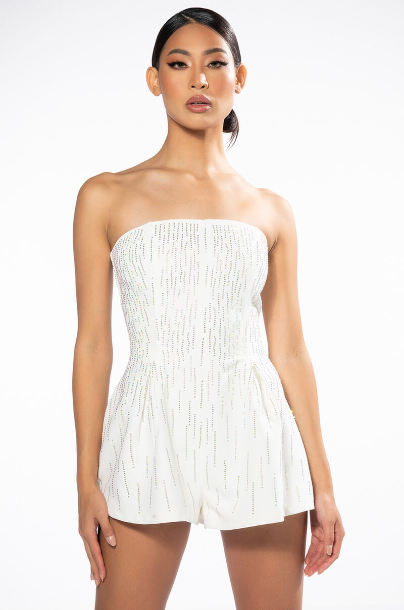 FIFTH AVE FLARE RHINESTONE ROMPER