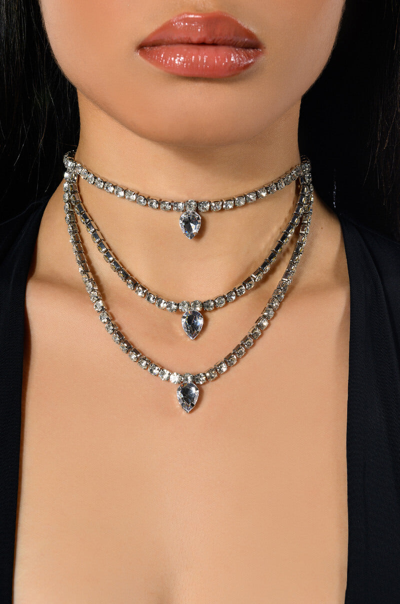 HER ROYAL HIGHNESS LAYERED RHINESTONE NECKLACE