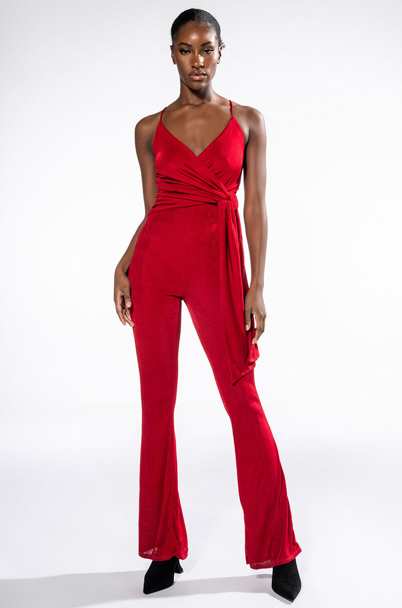 ROSELYN TIE FRONT SLEEVELESS JUMPSUIT