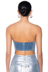 IVY METALLIC DENIM PATCHWORK CORSET