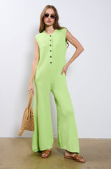 JUST LOUNGIN KNIT JUMPSUIT IN LIME