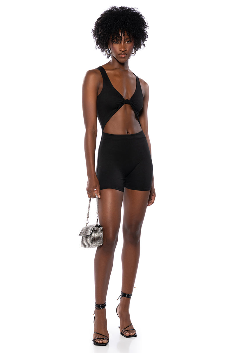 KNOT YOUR GIRL CLASSIC ROMPER IN BLACK