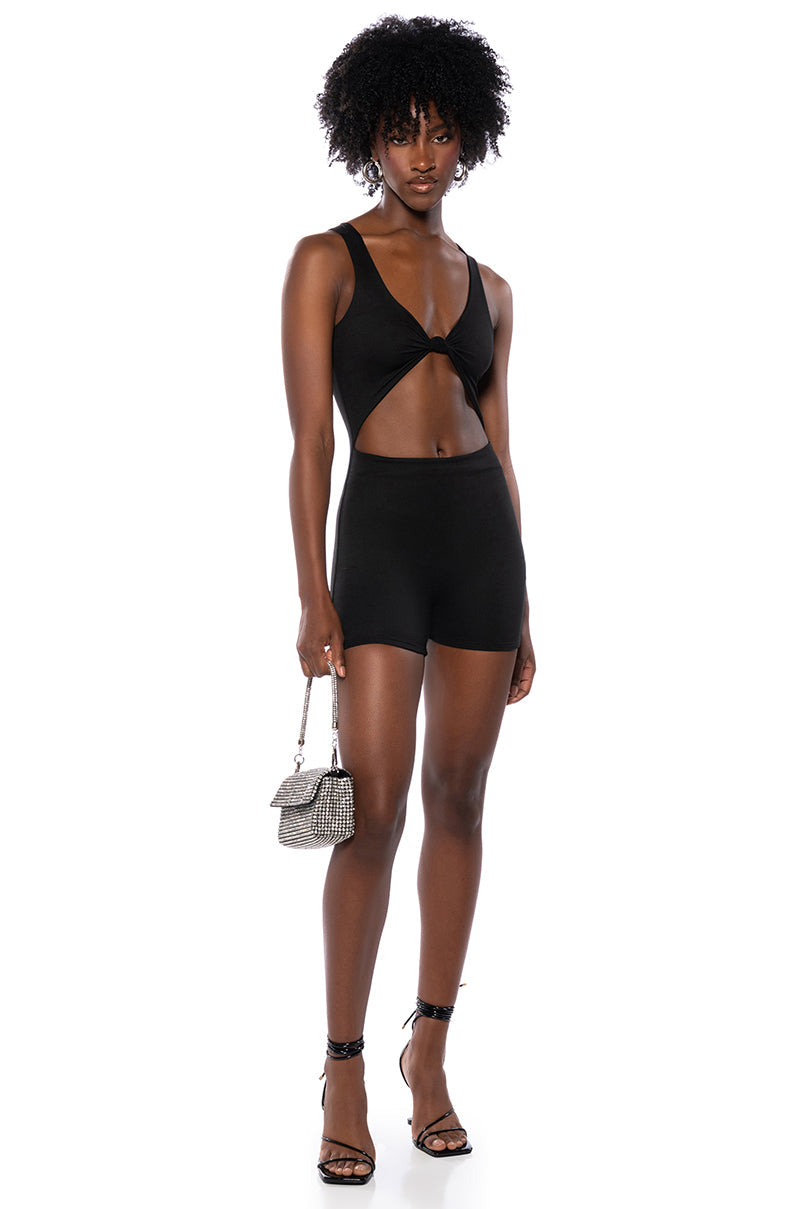 KNOT YOUR GIRL CLASSIC ROMPER IN BLACK