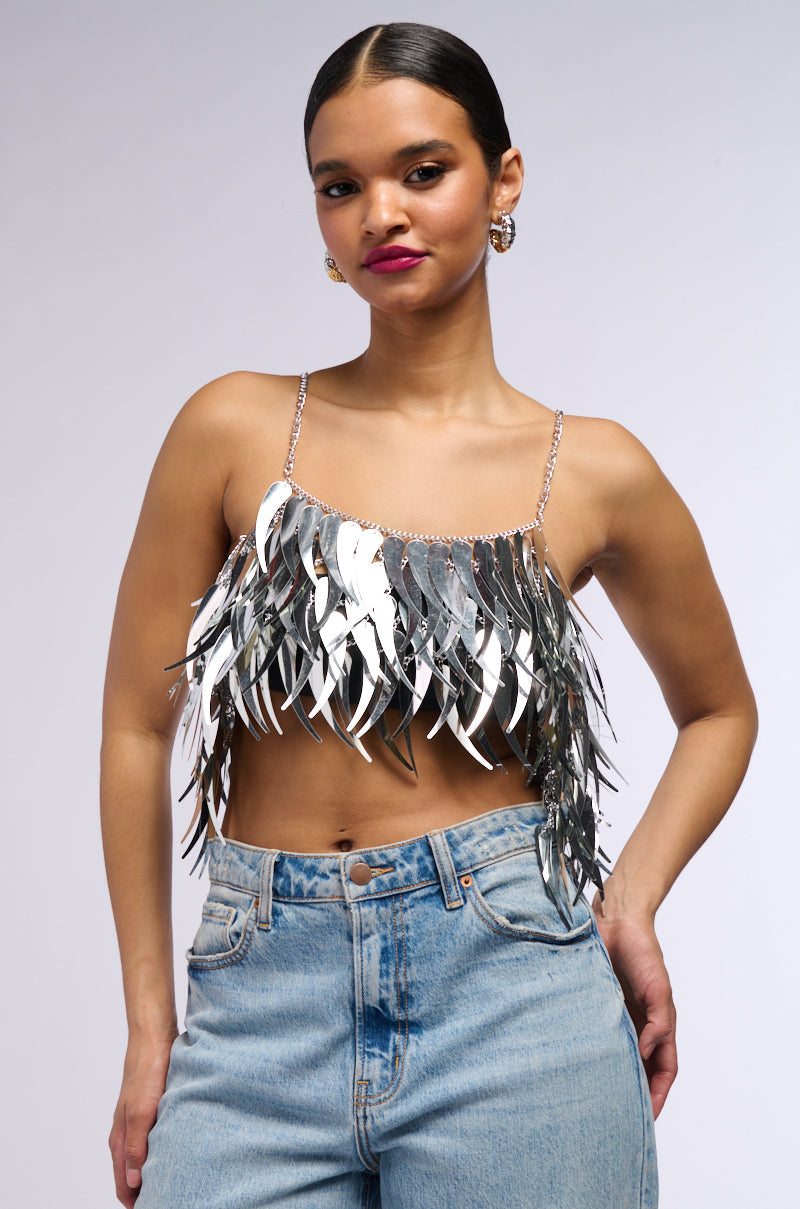 LATE AT NIGHT DANCING METALLIC BRALETTE