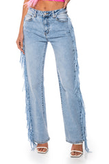 LET LOOSE FRINGE SIDE JEANS