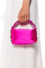 SATIN PEARL AND GEM APPLIQUE PURSE