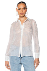 LOTTIE EMBELLISHED CHIFFON BUTTON DOWN