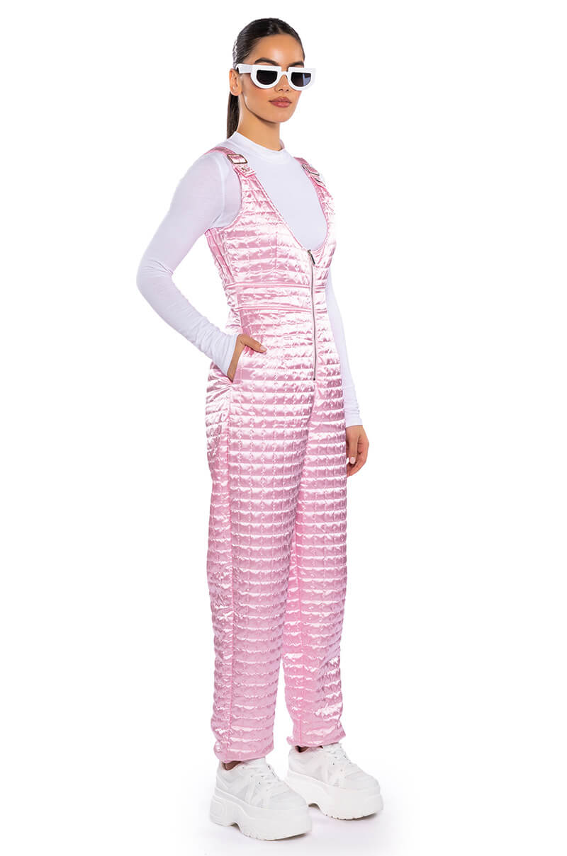 LUSH QUILTED SATIN SLEEVELESS JUMPSUIT