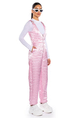 LUSH QUILTED SATIN SLEEVELESS JUMPSUIT