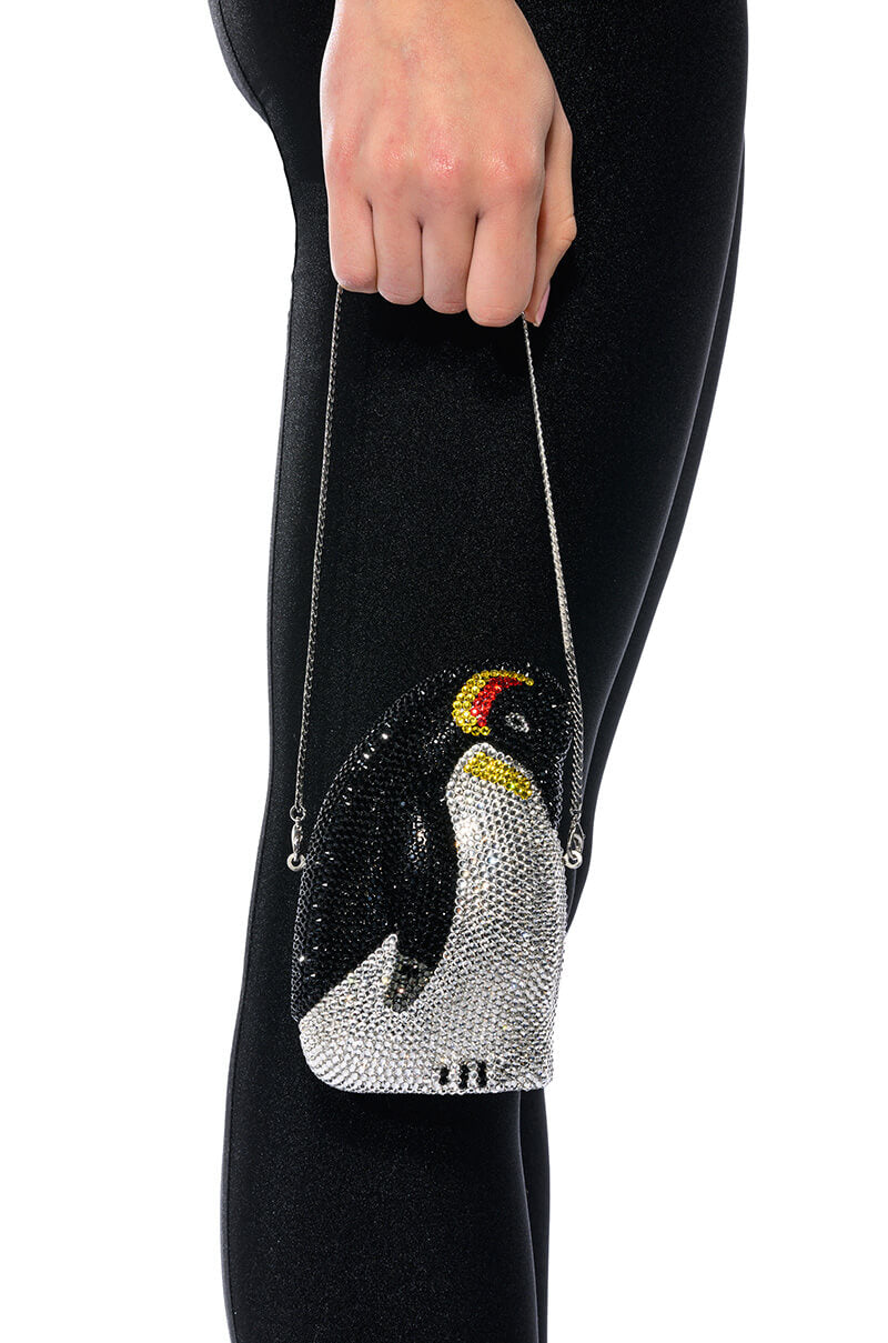 MARCH OF THE PENGUIN BLING RHINESTONE CLUTCH