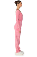 MILLIE CORSET CARGO JUMPSUIT IN PINK