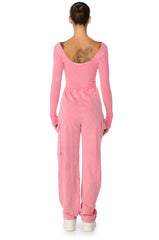 MILLIE CORSET CARGO JUMPSUIT IN PINK