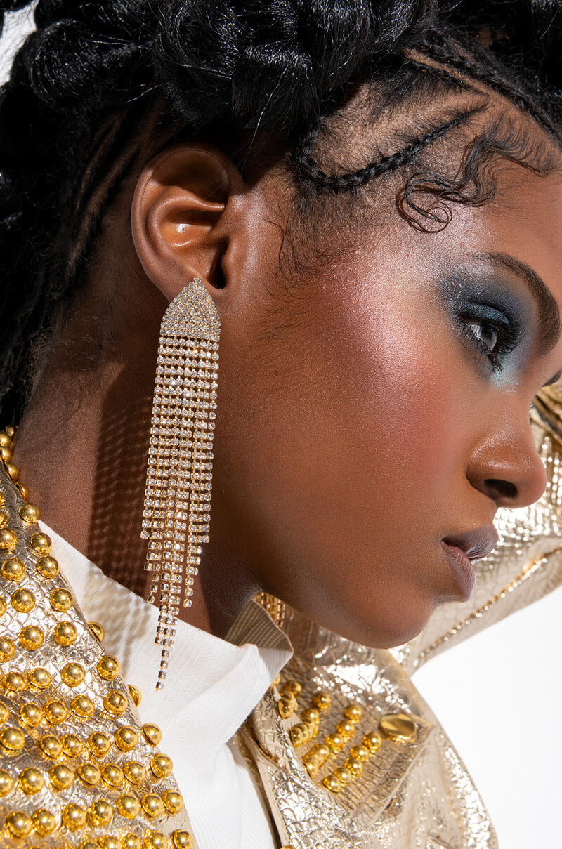 MY FAVORITE RHINESTONE FRINGE DANGLE EARRINGS