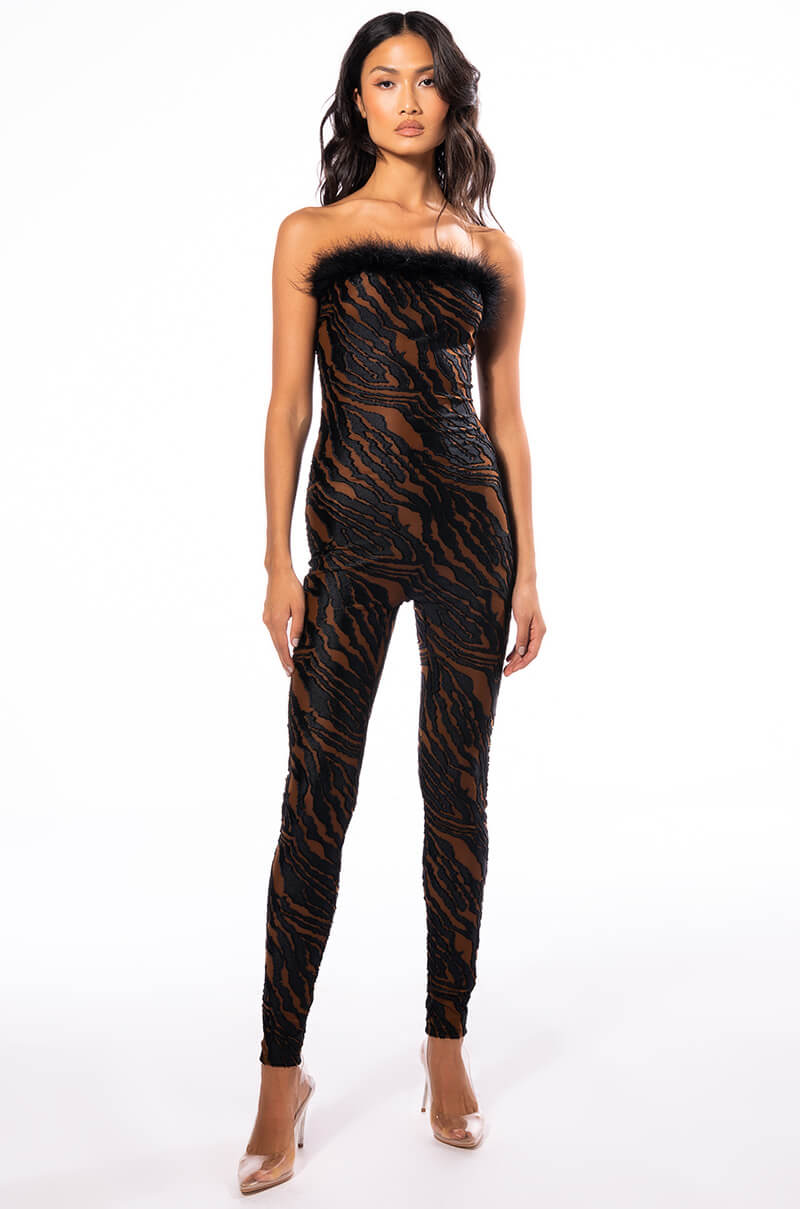 NEVERMIND FEATHER DETAIL JUMPSUIT