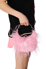 NEW YEAR SAME ME FEATHER PURSE IN PINK